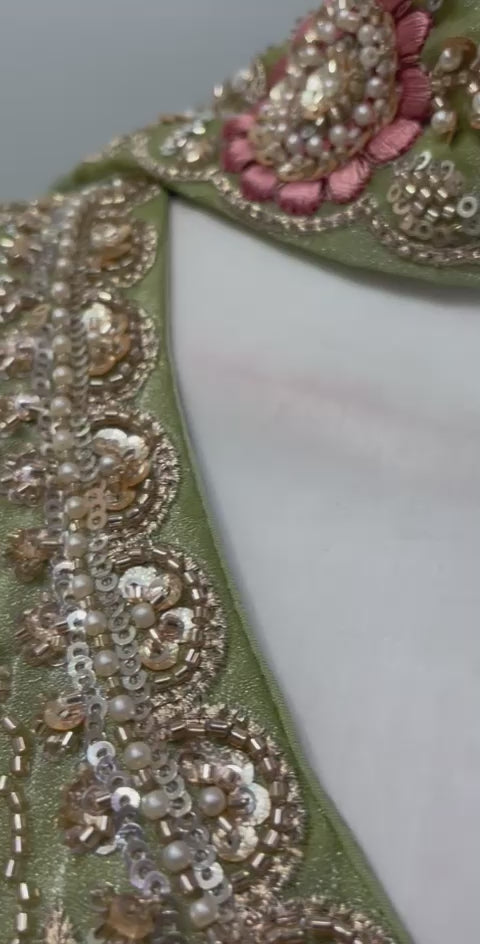 Sage Olive Gold Floral Palazzo Set