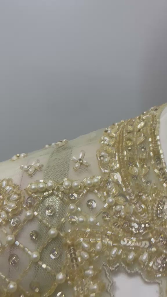 Champagne Gold Jewel Draped Skirt Set