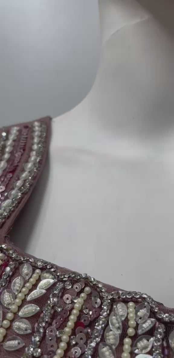 Mocha Silver Draped Saree Set