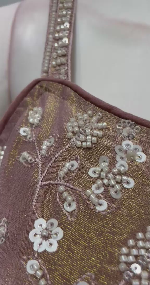 Mauve Bronze Floral Embroidered Sharara Ensemble