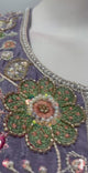 Smoky Lilac Floral Embroidered Festive Ensemble