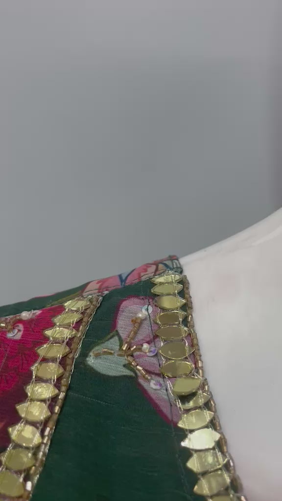 Emerald Floral Embroidered Jacket Palazzo Set