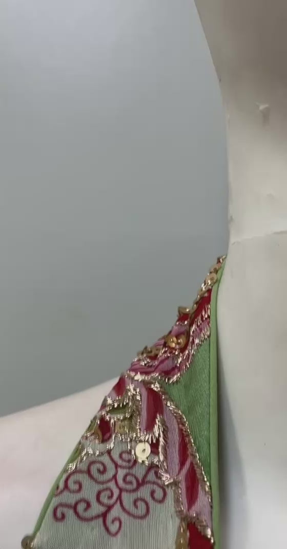 Pista Green Floral Halter Crop Palazzo Set