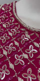 Rani Pink Silver Embroidered Dhoti Set