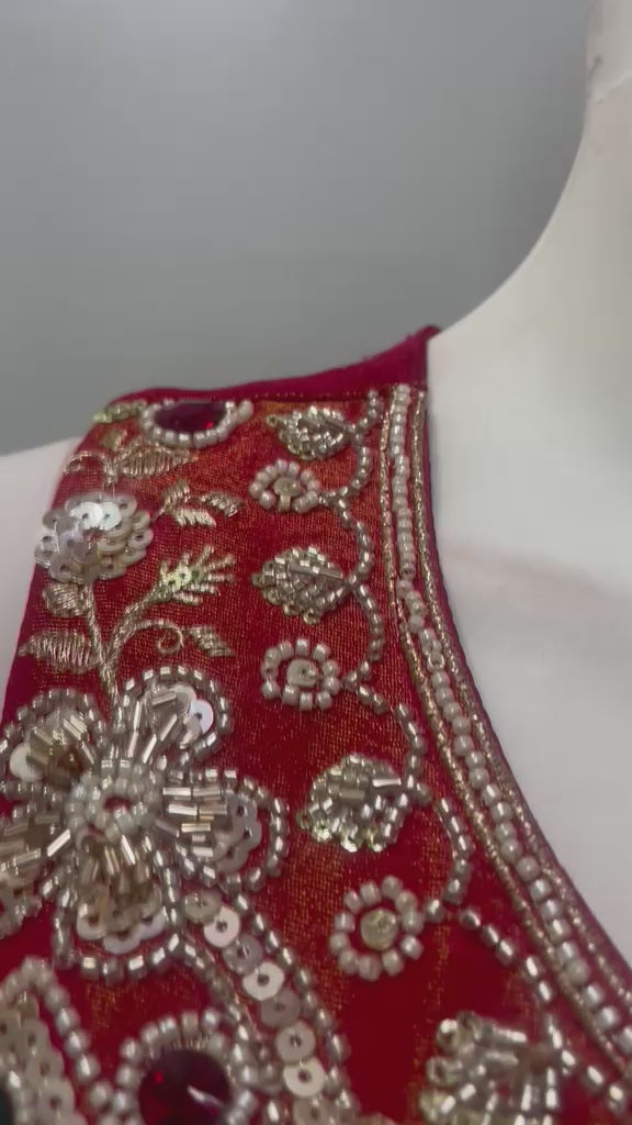 Rust Red Antique Gold Jewel Lehenga Set, video