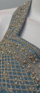 Steel Blue Antique Gold Floral Palazzo Set