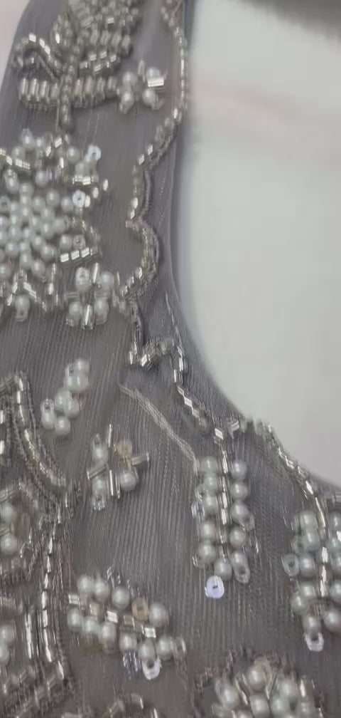 Smoky Taupe Silver Floral Palazzo Set