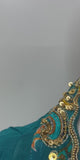 Deep Teal Gold Paisley Cape Palazzo Set
