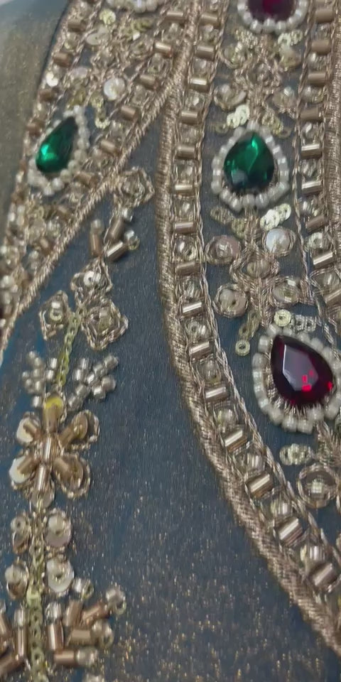 Smoky Teal Gold Jewel Palazzo Set