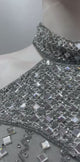 Silver Crystal Halter Draped Saree Set