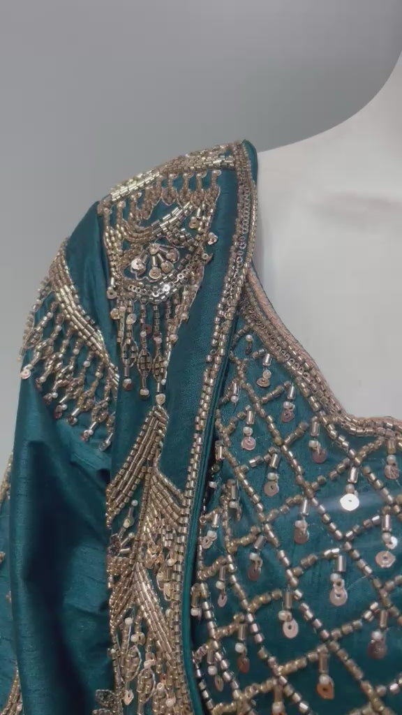 Teal Zari Jacket Lehenga Set