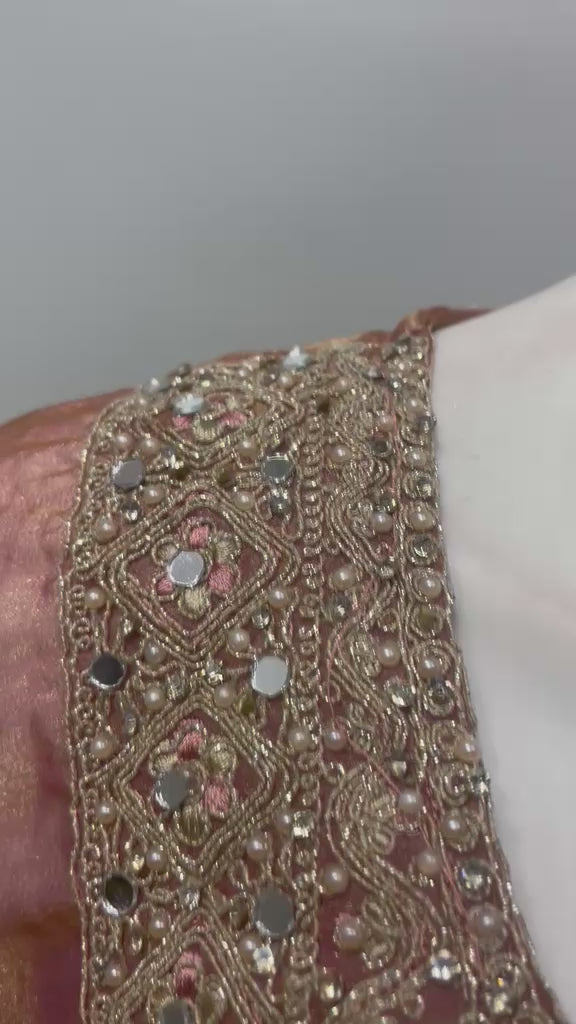 Rose Bronze Pearl Embellished Festive Ensemble