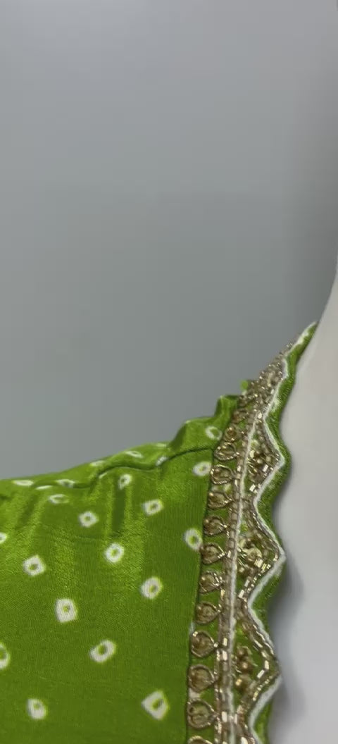 Olive Green Gold Bandhani Palazzo Set