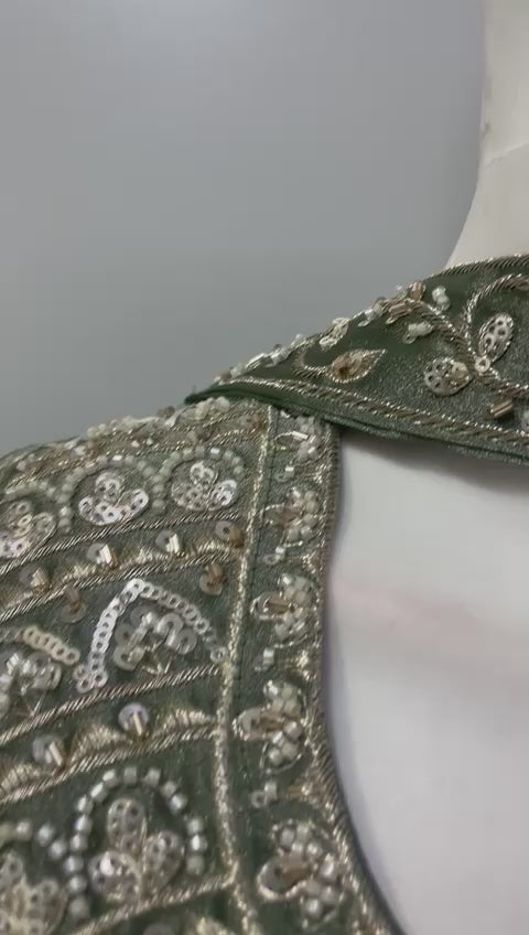 Smoky Olive Silver Jewel Palazzo Set
