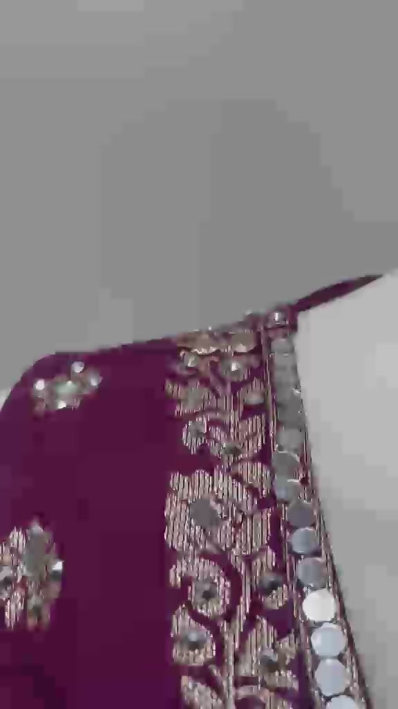 Deep Plum Gold Embroidered Bridal Lehenga Set