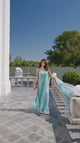 Aqua Blue Beaded Couture Ensemble