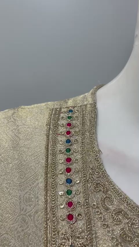 Champagne Gold Jewel Kurta Trouser Set
