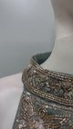 Smoky Olive Gold Embroidered Palazzo Drape Set