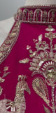 Rani Pink Gold Peacock Embroidered Lehenga Set