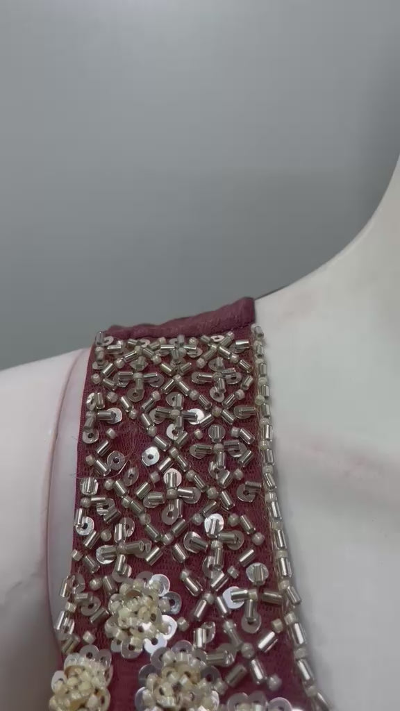 Burgundy Gold Embroidered Peplum Palazzo Set
