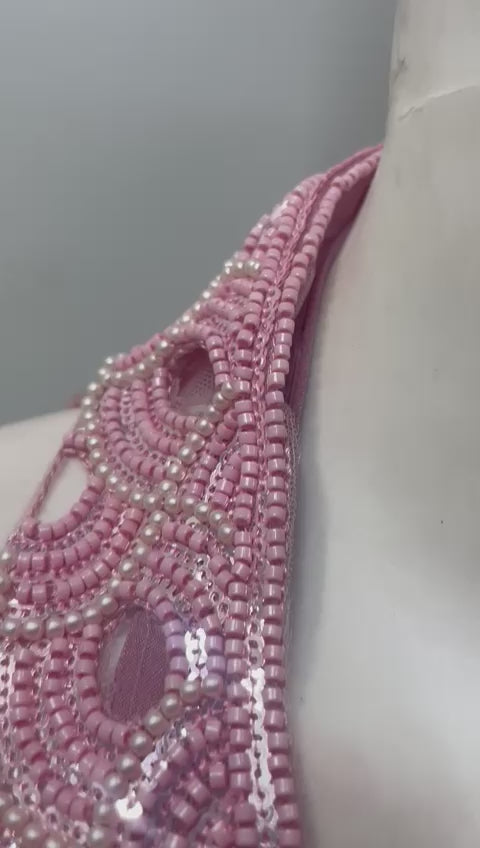 Dusty Rose Crystal Cutwork Palazzo Set
