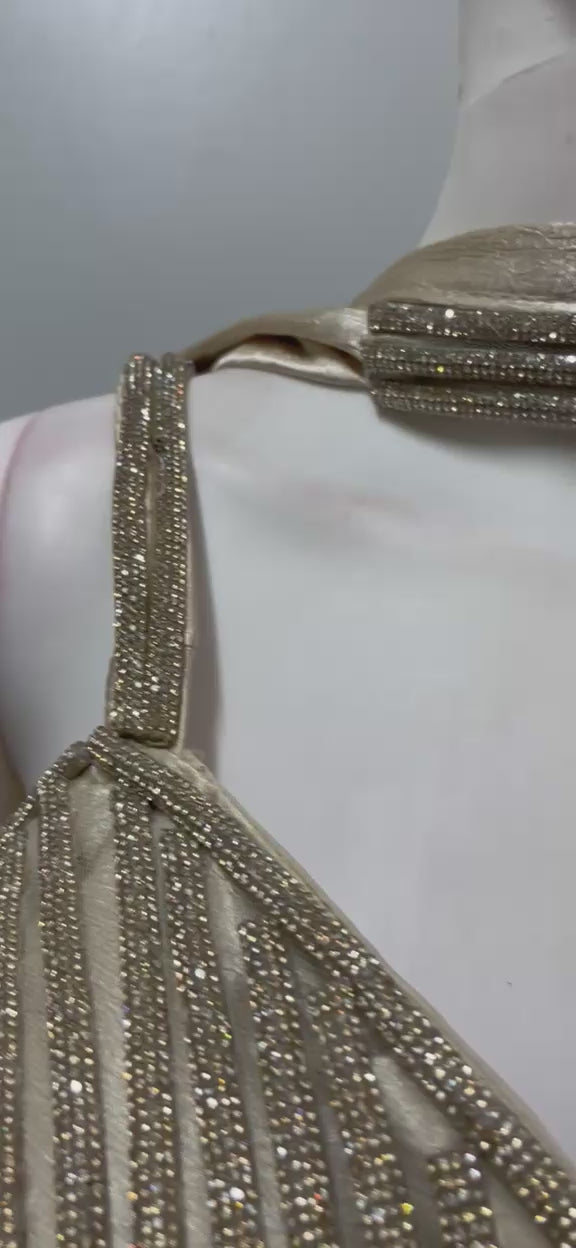 Champagne Gold Sculpted Ruffle Saree Set