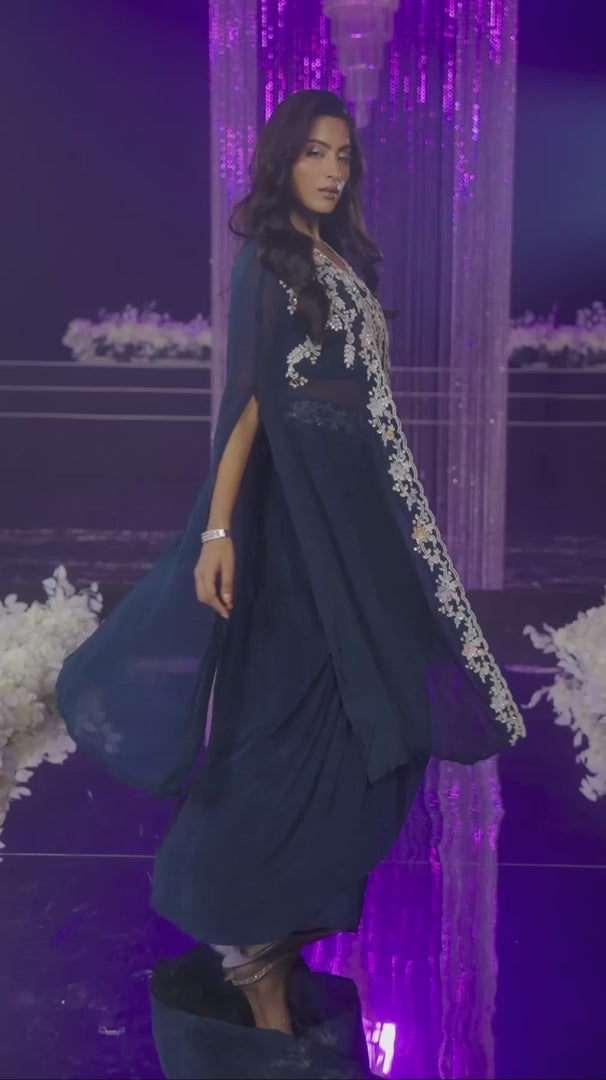 Midnight Blossom Cape Set