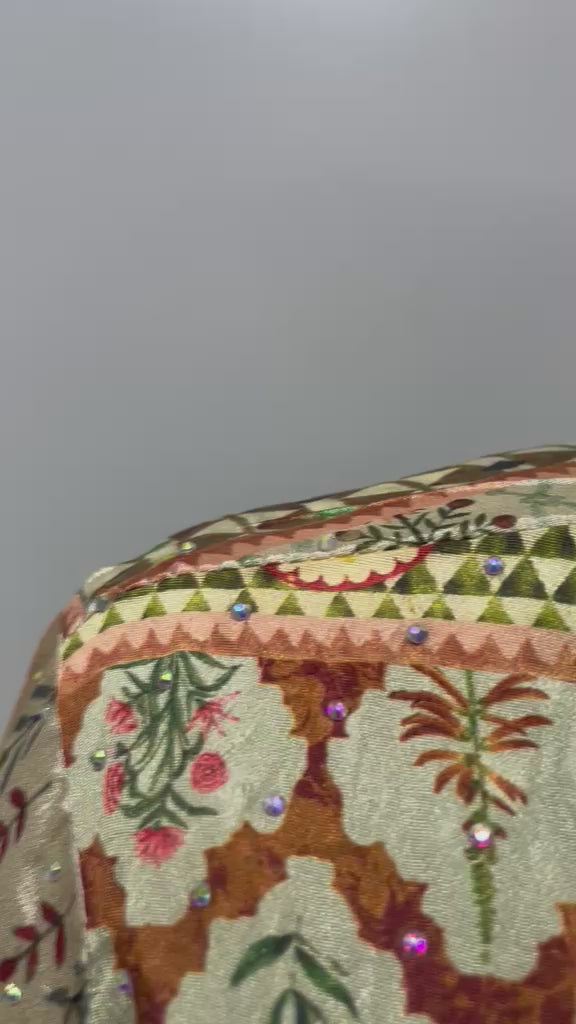 Chartreuse Mosaic Embroidered Jacket Couture Ensemble
