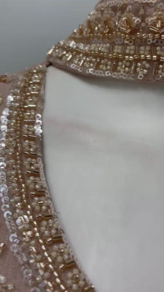 Champagne Blush Gold Embroidered Palazzo Ensemble