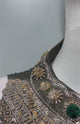 Olive Gold Embroidered Palazzo Drape Set