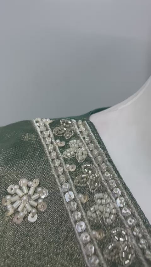 Sage Olive Silver Floral Palazzo Set