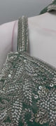 Sage Silver Crystal Corset Lehenga Ensemble