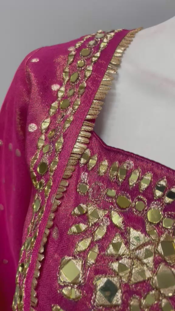 Rani Pink Gold Mirrorwork Palazzo Ensemble