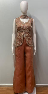 Copper Rose Gold Floral Palazzo Set
