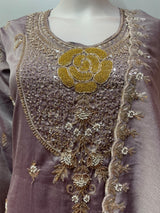 Smoky Mauve Gold Floral Palazzo Set