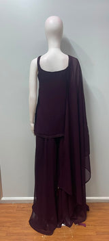 Midnight Plum Sequin Palazzo Couture Ensemble