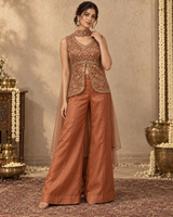 Copper Rose Gold Floral Palazzo Set