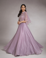 Lavender Pearl Cape Gown Ensemble