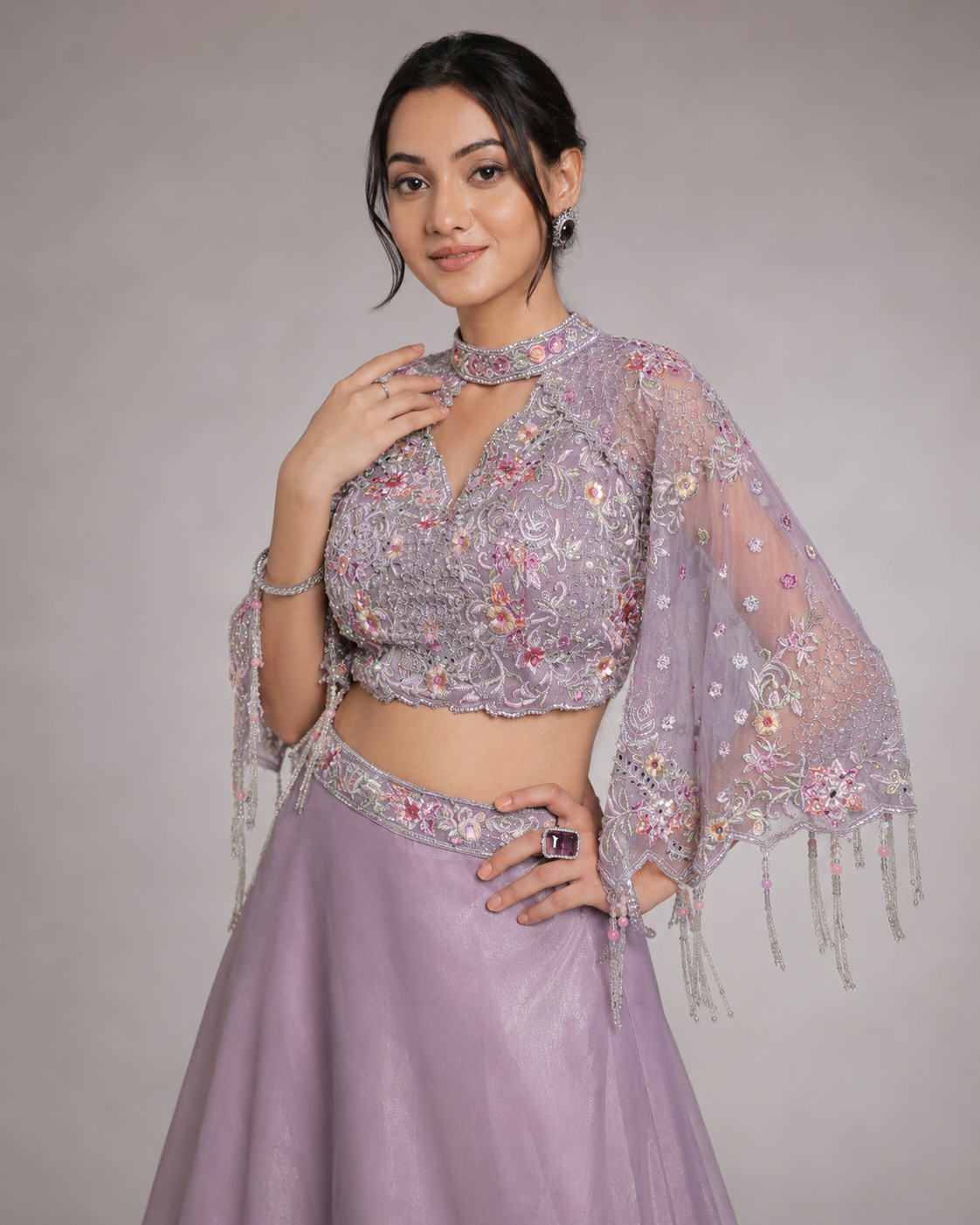 Lavender Pearl Cape Gown Ensemble