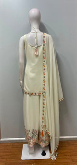 Ivory Botanical Embroidered Palazzo Couture Ensemble