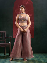Dusty Rose Silver Crystal Palazzo Set