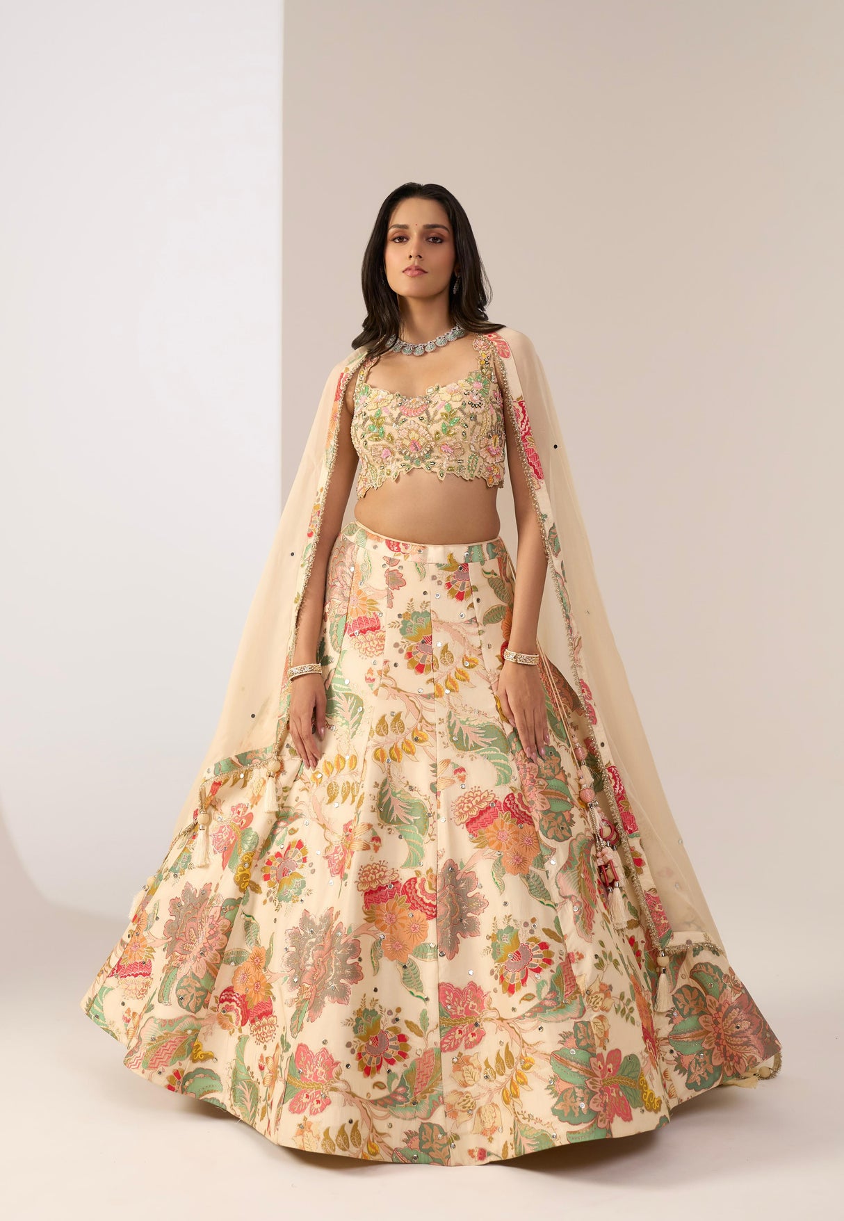 Ivory Floral Garden Lehenga Set