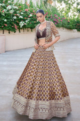 Mocha Royale Printed Lehenga Set