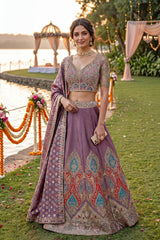 Mauve Paisley Embroidered Lehenga Set
