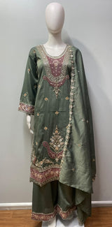 Sage Olive Mauve Jewel Palazzo Set