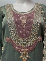 Sage Olive Mauve Jewel Palazzo Set