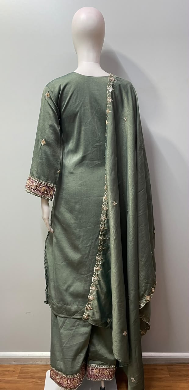 Sage Olive Mauve Jewel Palazzo Set