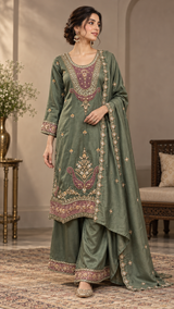 Sage Olive Mauve Jewel Palazzo Set