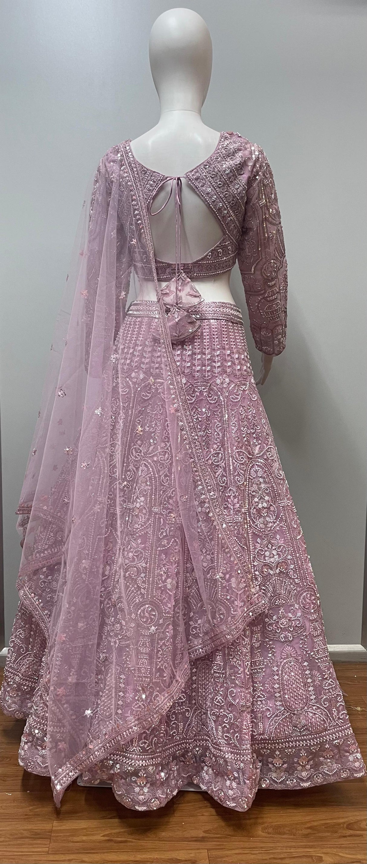 Dusty Mauve Silver Embroidered Bridal Lehenga
