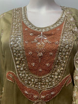 Antique Olive Copper Jewel Palazzo Set